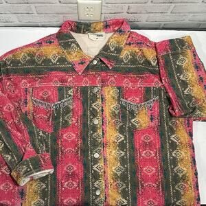 Savanna Jane Plus Size 3X Western Boho Festival Art to wear corduroy Jacket